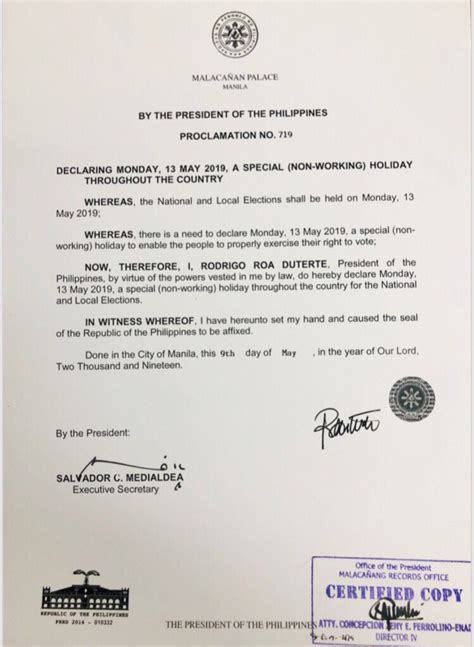 Duterte declares April 19 as special non.